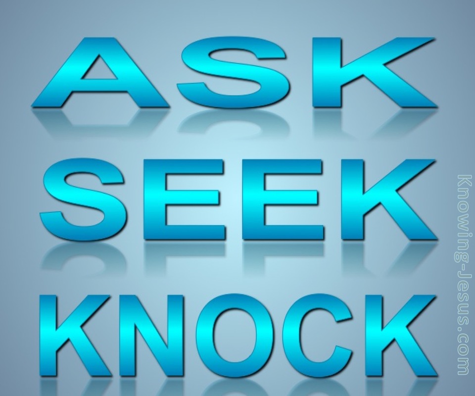 Matthew 7:7 Ask, Seek, Knock (gray)
